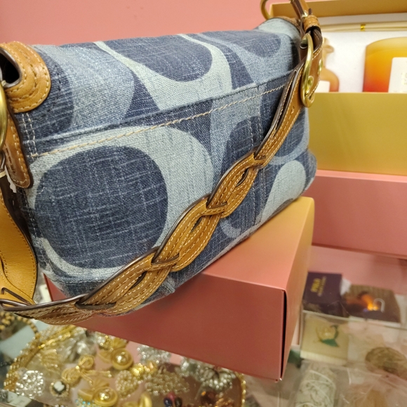 Coach Blue and Brown Crossbody Bag - Picture 4 of 12